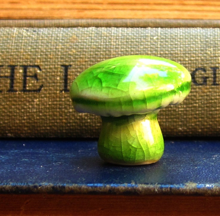 Emerald Green Ceramic Miniature Mushroom