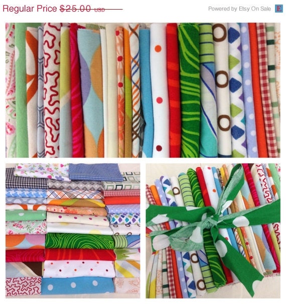 HOLIDAY WEEKEND SALE- 230 Reclaimed  Bed Linen Quilt Squares- The Eclectic Fun Stash Builder