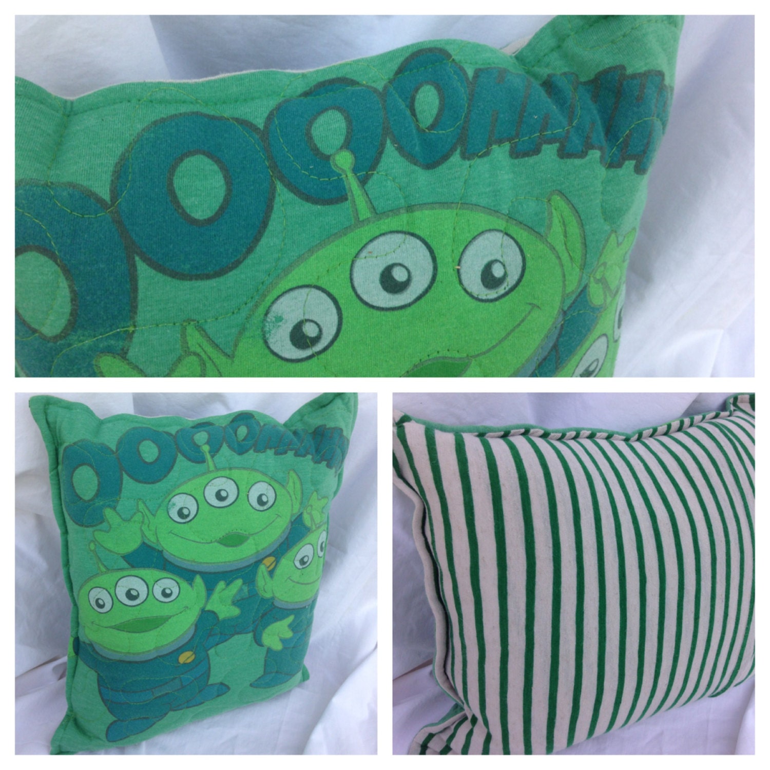 Toy Story Aliens Pillow Throw PillowUpcycled Eco by whimsiedots