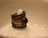 Sterling Onyx Cigar Ring Band.  Vintage silver ring.  Vintage boho ring.