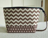 Grey Chevron Zipper Pouch