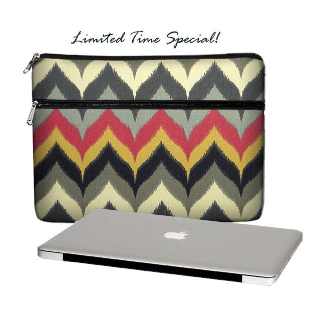 SUPER SALE  MacBook Case, 13 MacBook Pro Case, 13 MacBook Air Case, MacBook Pro Retina 13 inch laptop sleeve, zipper pocket, chevron red