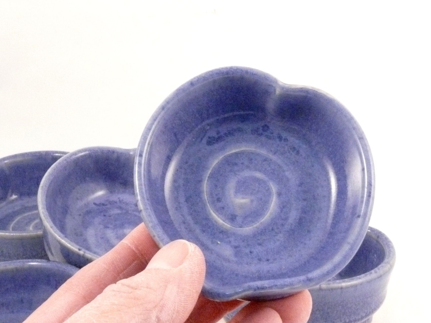 African Violet Ceramic heart shaped trinket dish jewelry storage and organization IN STOCK - teabag holder minimalist desk decoration