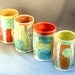 Four Porcelain Tumblers / Ceramic Cups - color blocks , wedding, birthday, new home, anniversary, birthday gift
