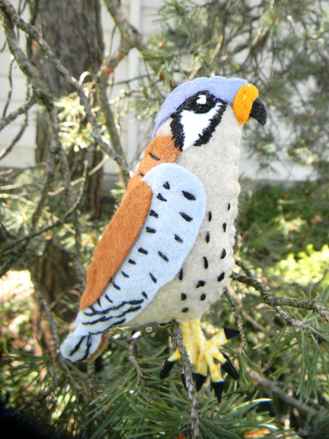 Kestrel bird Embroidered Felt Ornament Home Decor
