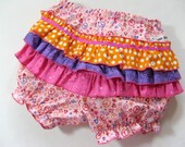 12 mo Ruffled Baby Bloomer Diaper Cover in  Pink Peace Sign Print