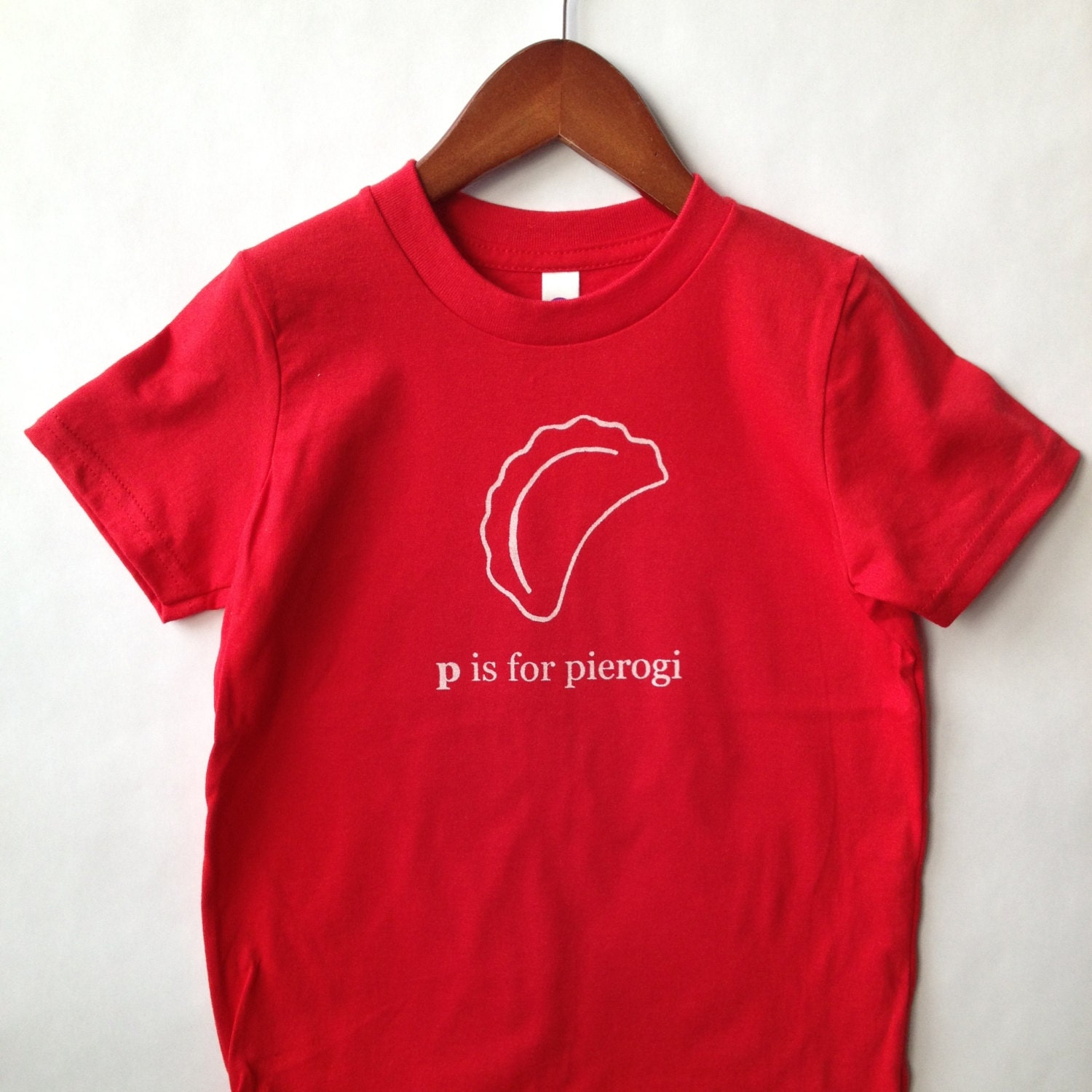 P is for Pierogi Kids Tshirt (Red) - Poland, Polish, Pittsburgh