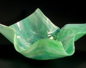 Vase Candle - Aqualime Pearl Opal Draped Glass Dish