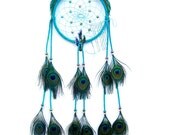 Turquoise Dream Catcher, Peacock Eyes Feathers