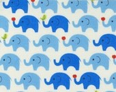 Japanese Cotton Fabric: Blue Elephants on White, Cosmo - Kawaii  FQ