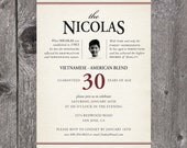 Whiskey Label Themed Birthday Party Invitation