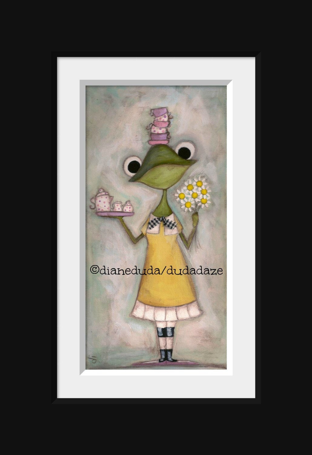 Print of my original folk art  painting - Won't You Join Me