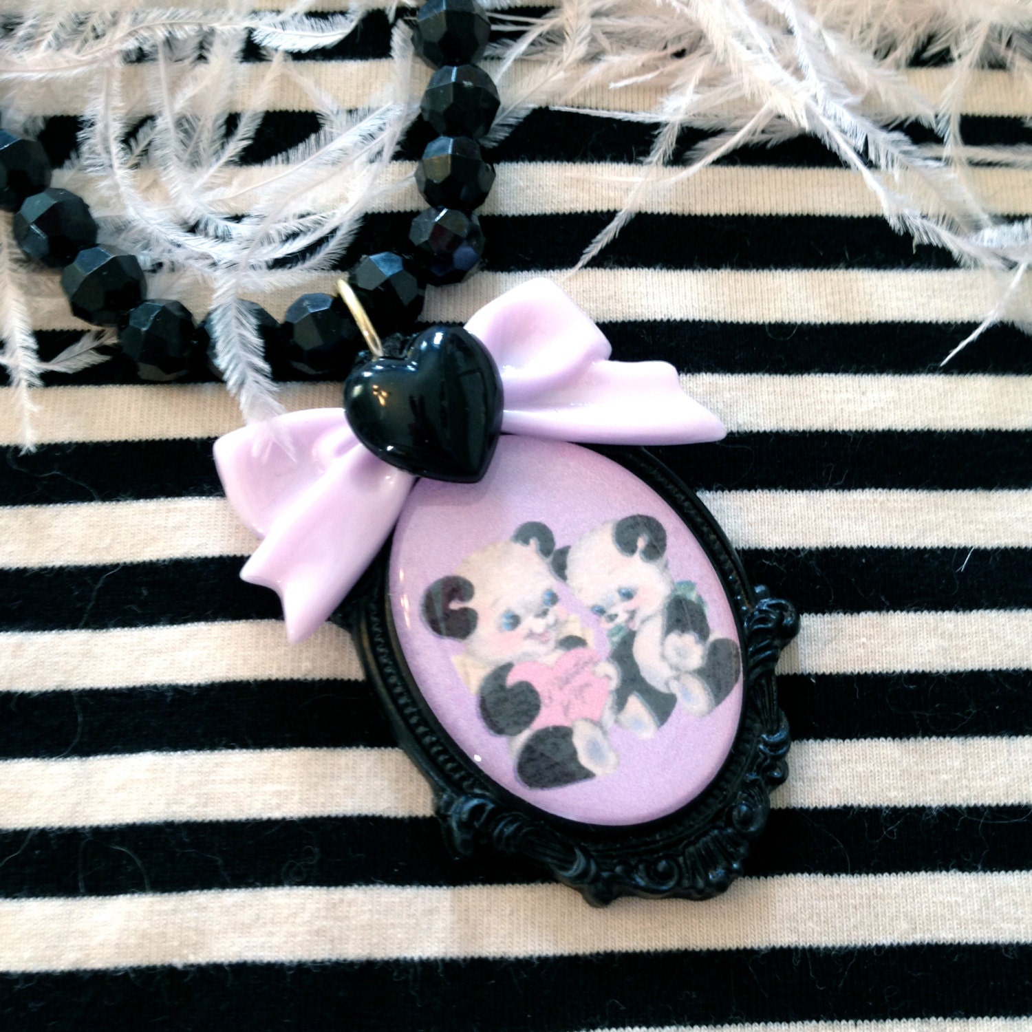 Panda Pals Large Cameo Beaded Necklace