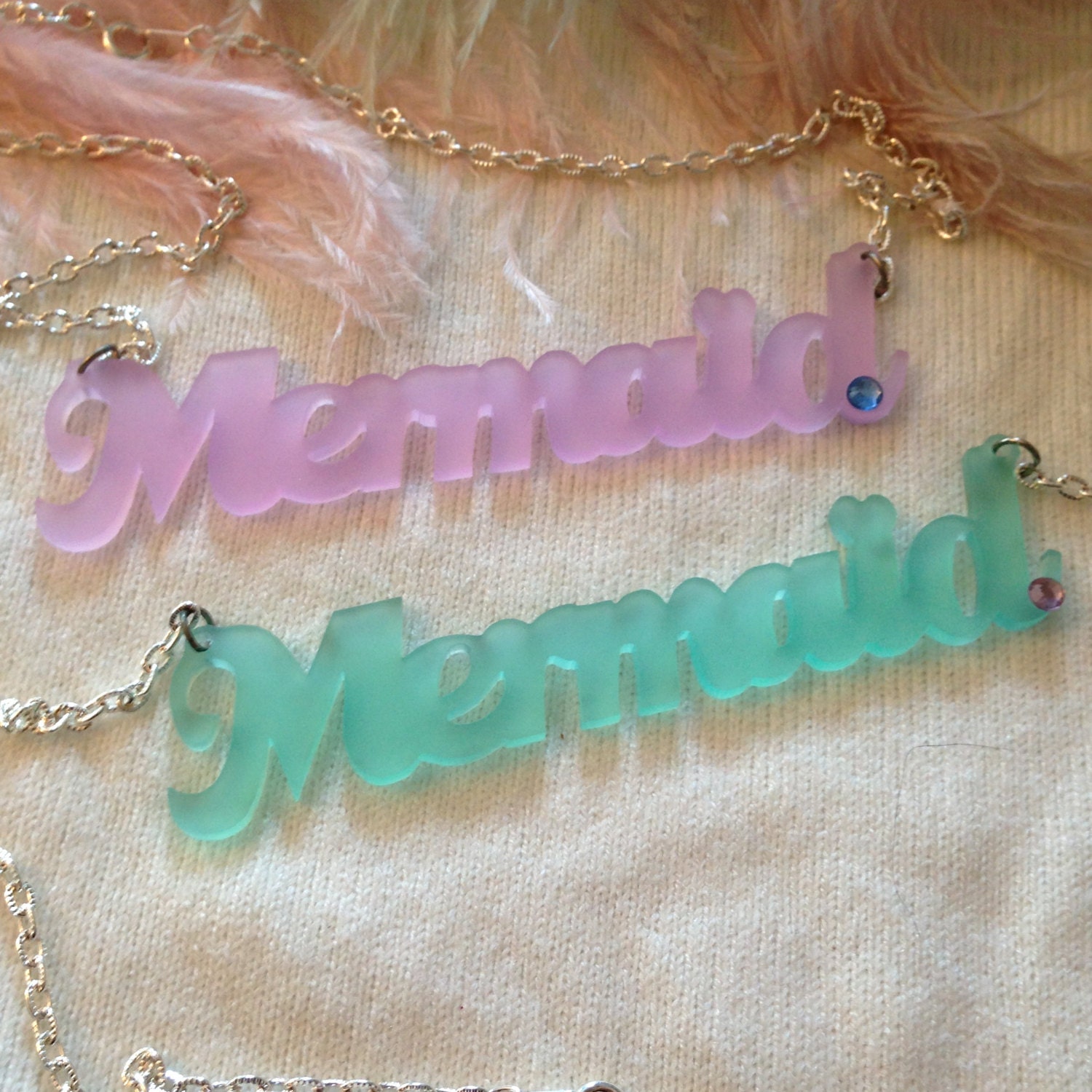 Frosted Acrylic Mermaid Necklace in Lilac or Seafoam