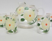 Vintage Summer Juice Pitcher and Glass set