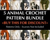 Digital PDF Crochet Pattern Bundle - 5 Crochet Patterns for Animal Scarves - DIY Fashion Tutorial - Instant Download