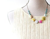 Colorful Textile and Turquoise Statement Necklace