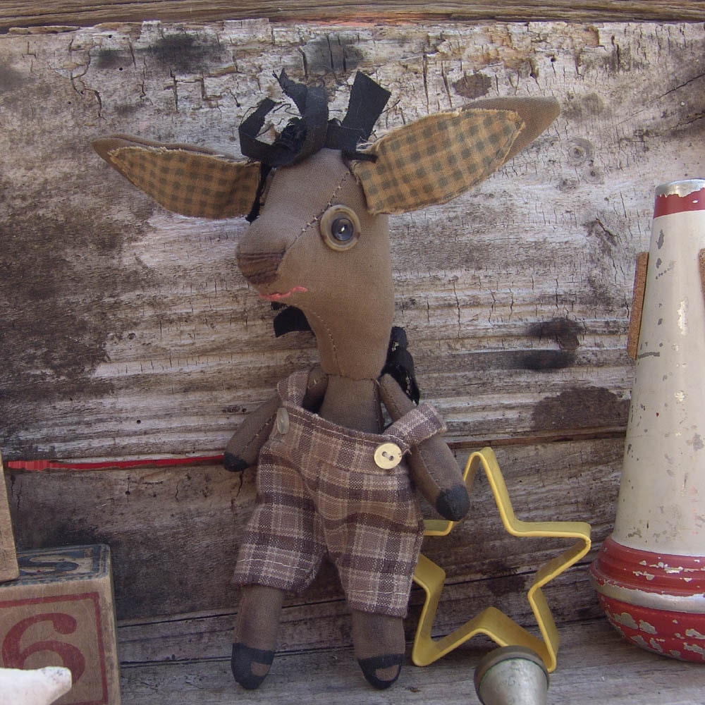 James, whimsical donkey, cloth doll, primitive, art doll