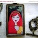 SUMMER SALE Thumbelina Art Print Necklace, Frame Pendant , Antique Copper, Fairy Tales, Storybook Art
