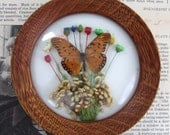 VINTAGE Dried FLOWER and BUTTERFLY wall hanging