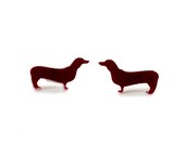 Little dachshund sausage dog earrings laser cut dog animal studs