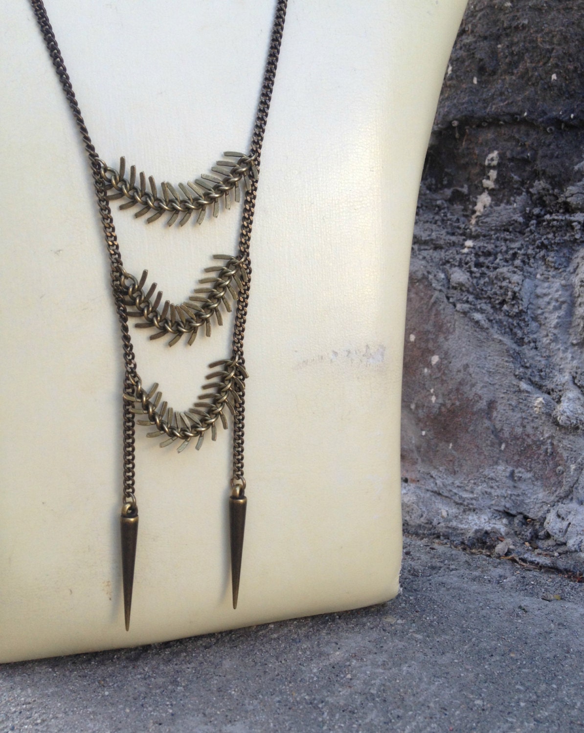 Spine Chain Ladder Necklace  Fishbone Chain Edgy Bohemian