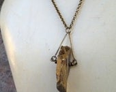 Chunky Gold Crystal Point Necklace Edgy Bohemian Geometric Jewelry