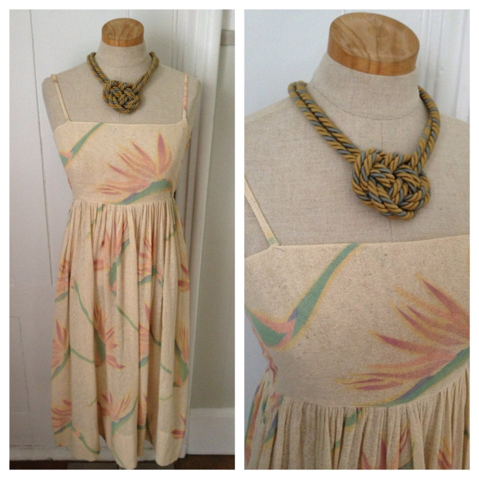 Vintage floral linen sun dress