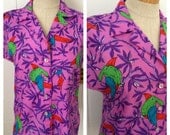 Vintage Hawaiian parrot tropical shirt