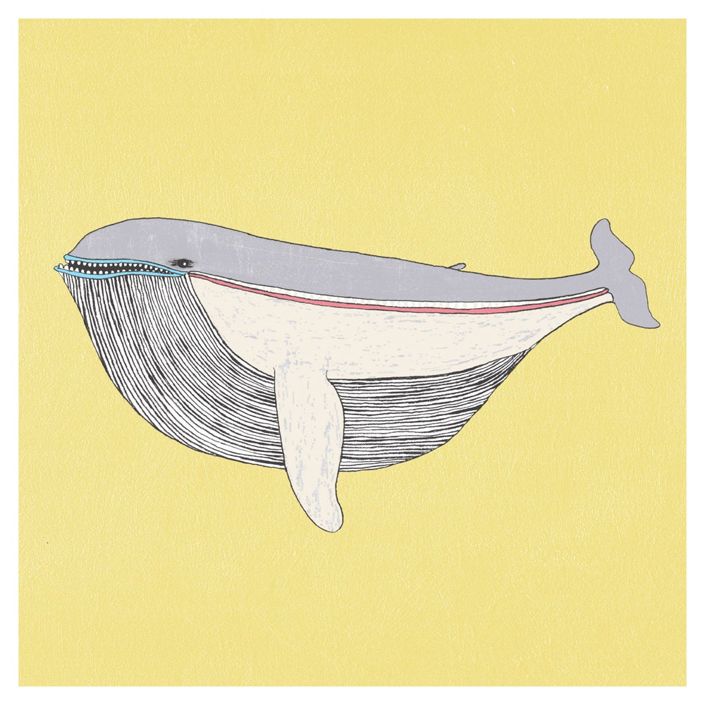 Whale - hand painted screen print