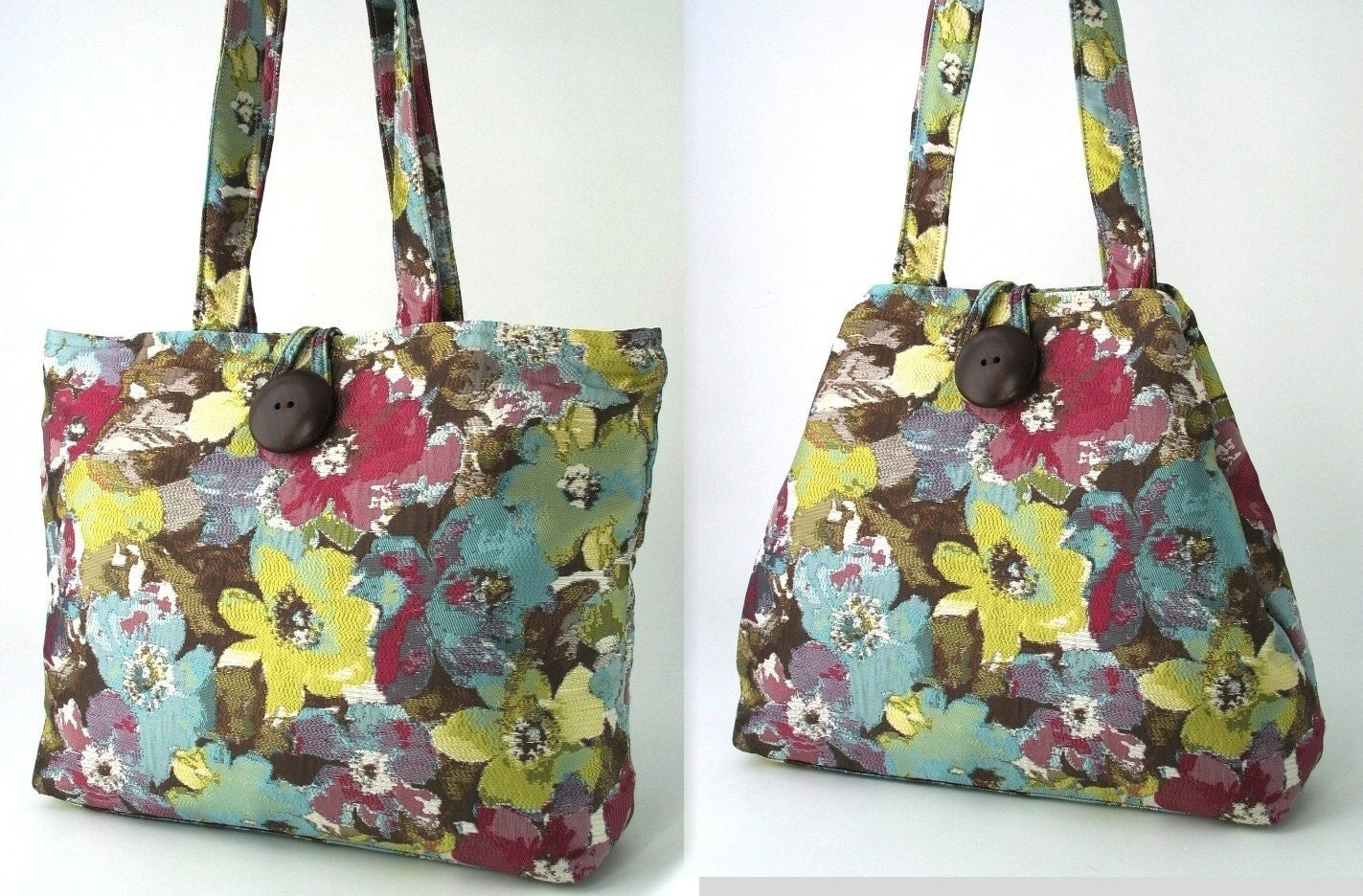 floral spring tote, handbag,  shoulder bag, diaper bag, purse, modern tapestry