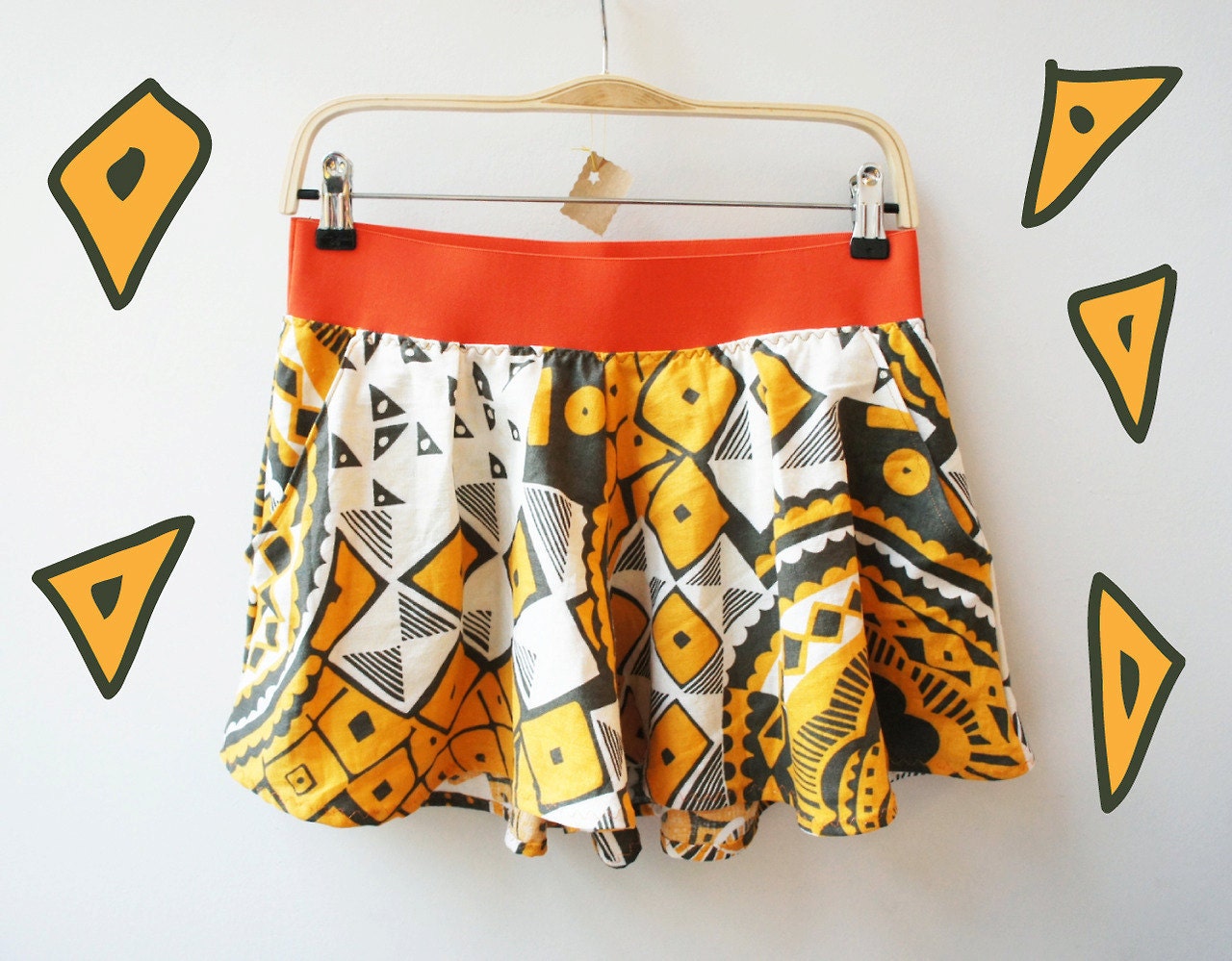 Flared Shorts/skort with tribal pattern