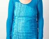 SALE Women's Organic Geology Wave L/S Tee - Blue