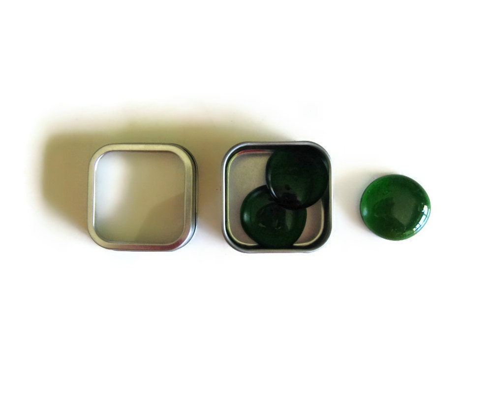 3 Glass Gems Green Large in Can Box (Optional)