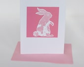 Greeting Card/ Bunny/Screen Printed