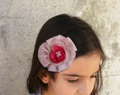 Girl Flower chiffon light pink satin flower hair clip- Girl hair accessory- Girl Summer Fashion