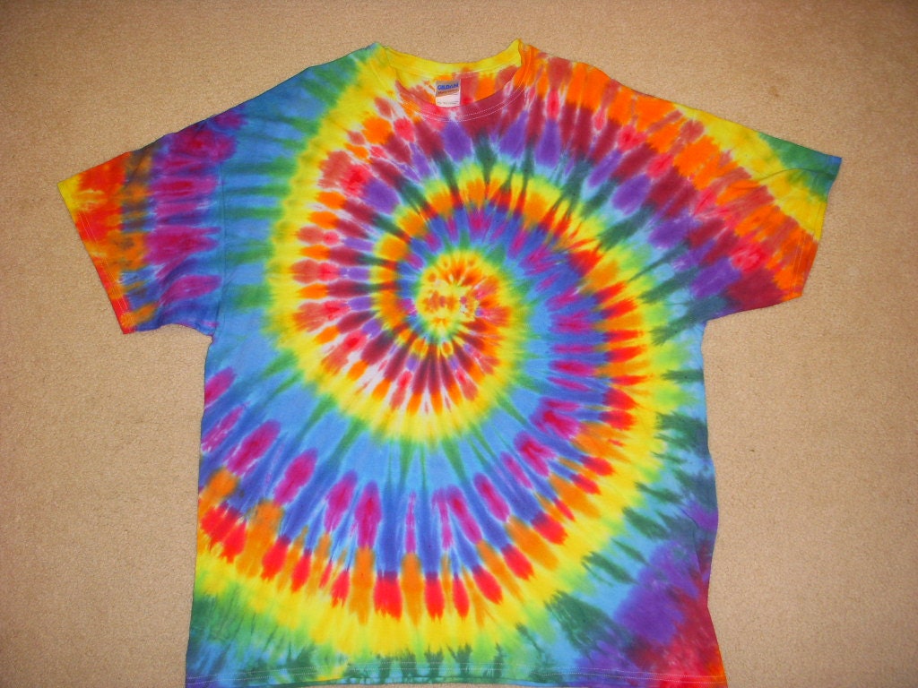 2X tie dye t-shirt, multi color super spiral, 2XL
