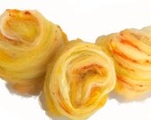 Textured, glittery fiber art felting, spinning batt, "Good Morning, Sunshine"