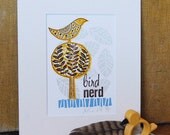 Bird Nerd Letterpress Print