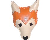 Orange and Cream Leather Fox Brooch