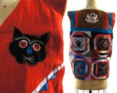 Quilted Vest with 3-D Frog Applique Cat and Loads of Impressive Embroidery & Applique