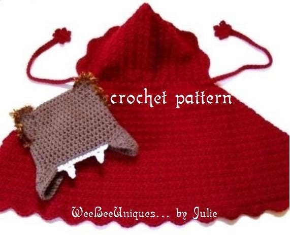 crochet pattern digital download little red riding hood and the big bad wolf play set