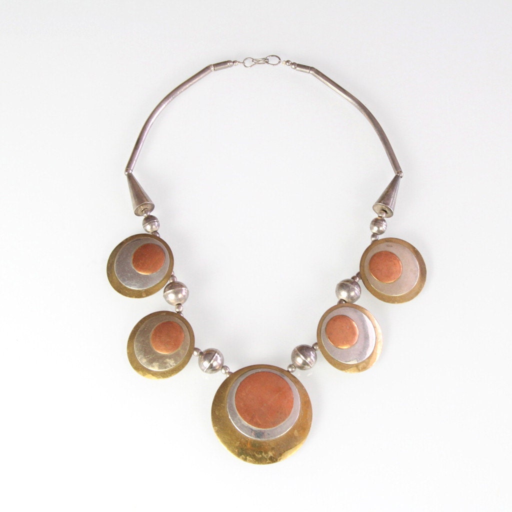 Metallic Disc Statement Necklace