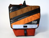 Long Recycled Bike Tube & Canvas Striped Backpack
