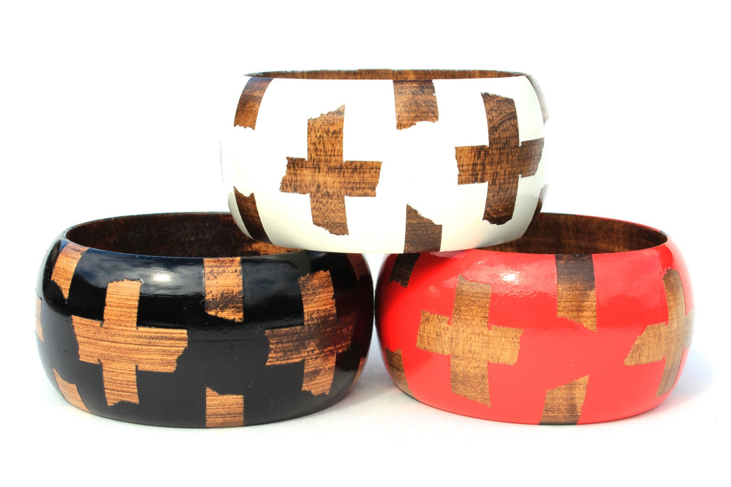 Cross Wood Bangle- S - XL