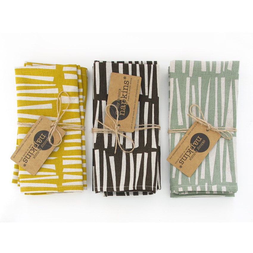 Table Napkin pair  - Woodpile, in Smudge, Pollen & Spruce
