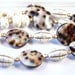 White Turquoise, Shell & Magnesite Necklace - Brown Tan Ecru Ivory Beaded with Gold Accents Chunky Animal Print Safari