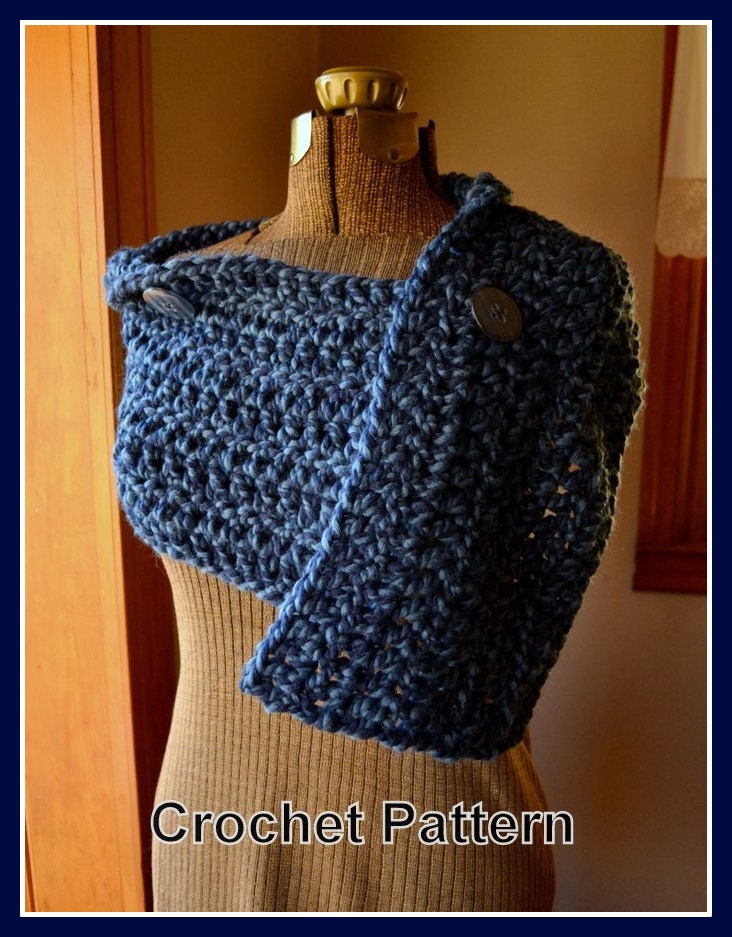 Crochet Pattern Chunky Crochet Button Wrap Shawl Pattern PDF Digital Crochet Pattern