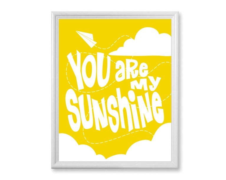 You Are My Sunshine - Kids Art Print - Bold School Bus Primary Yellow 11x14 - Nursery Wall Art, Bright and Cheery Nursery Decor - PaperPlanePrints