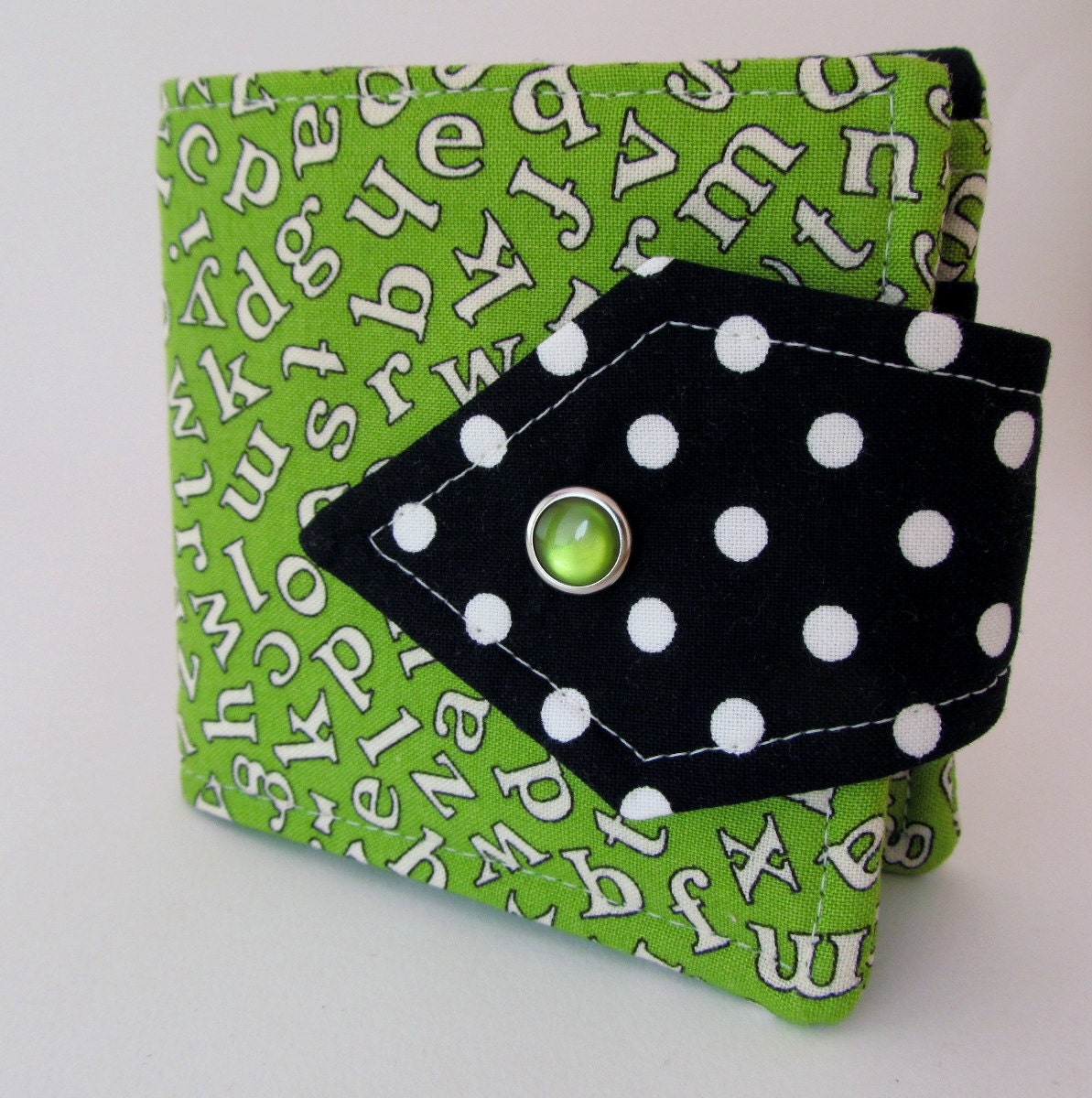 Tomboy Billfold Wallet Retro Alphabet in Spring Green